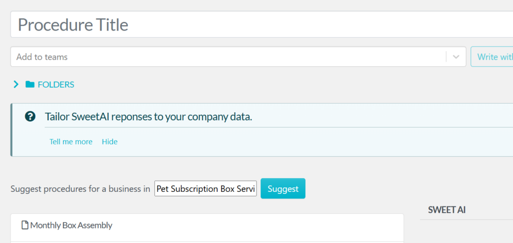 enter your procedure title in the title bar.
