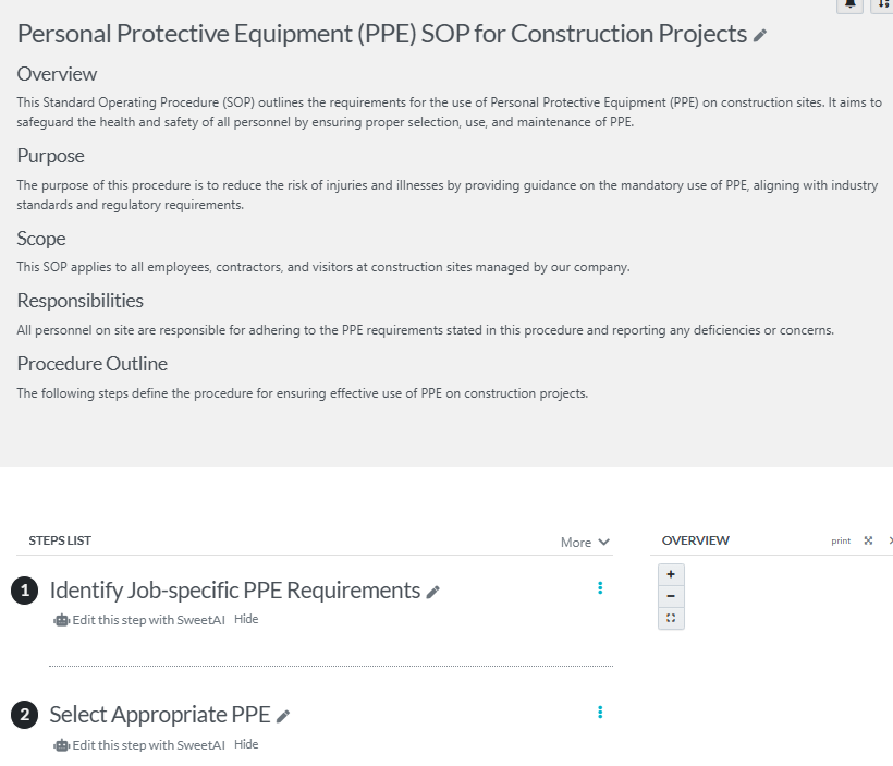 An example of a generated SOP