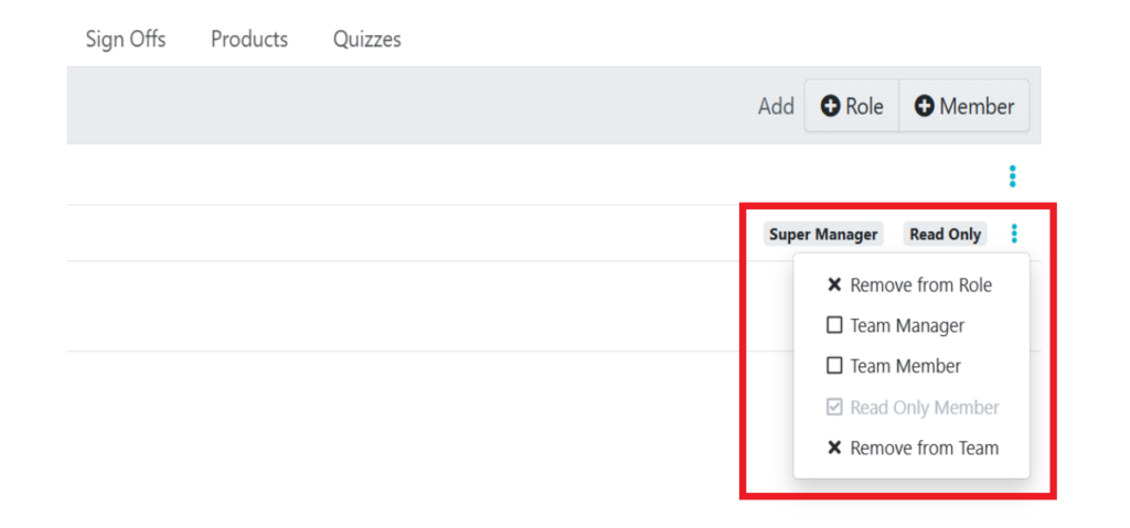 three dots beside each member’s name to select the type of member each they are