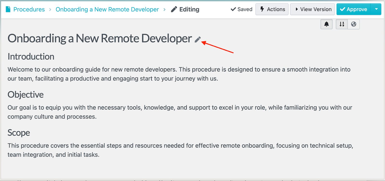 To start editing, click the pencil icon