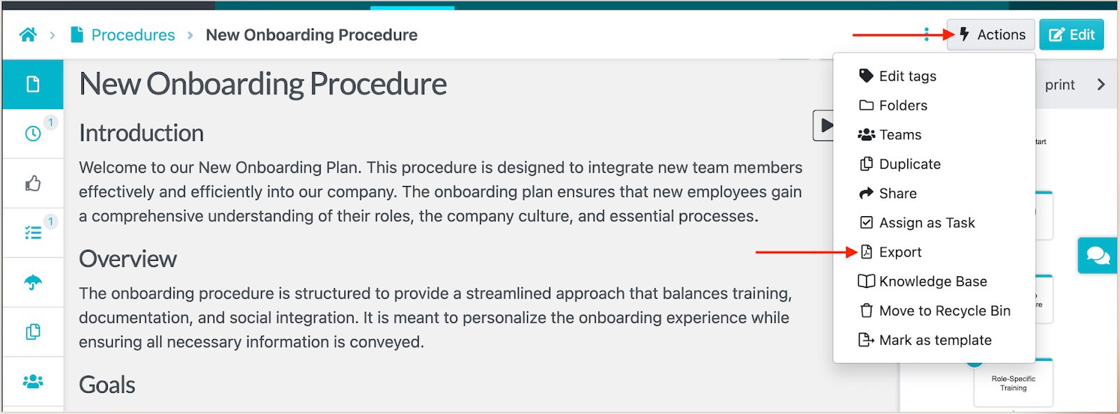 You can export the SOP to a PDF or Word document and the print it