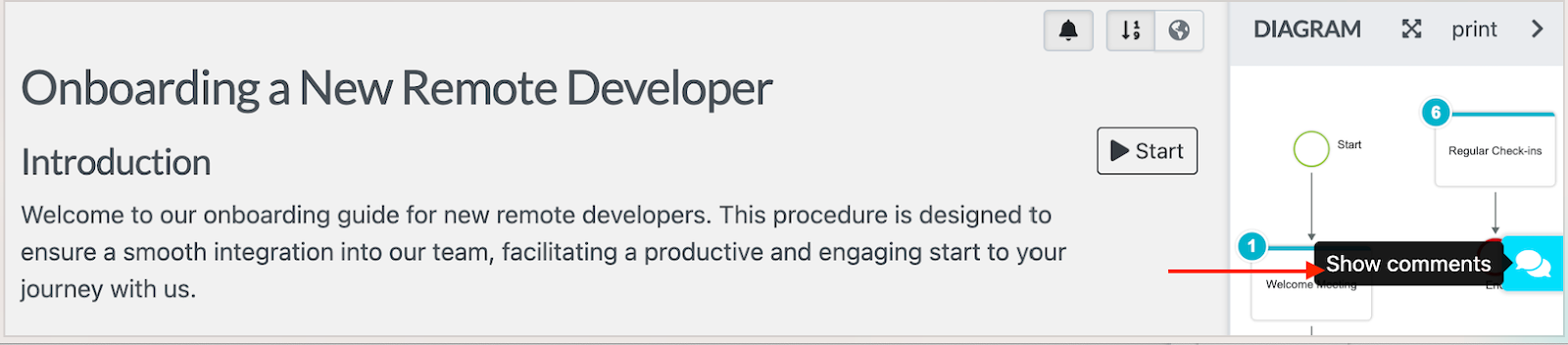 SweetProcess makes it easy for team members to comment or add edits within the same platform