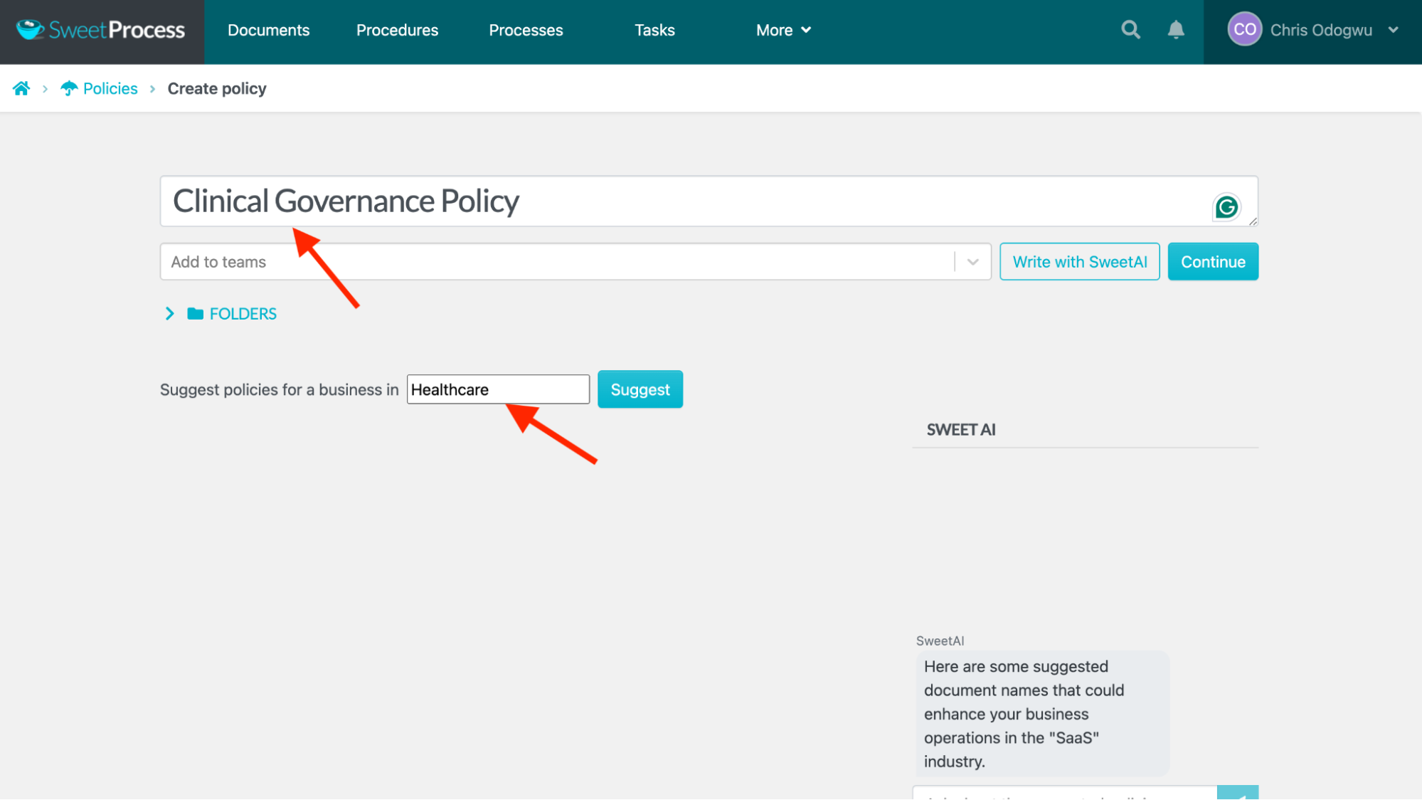 Enter the policy title and niche.