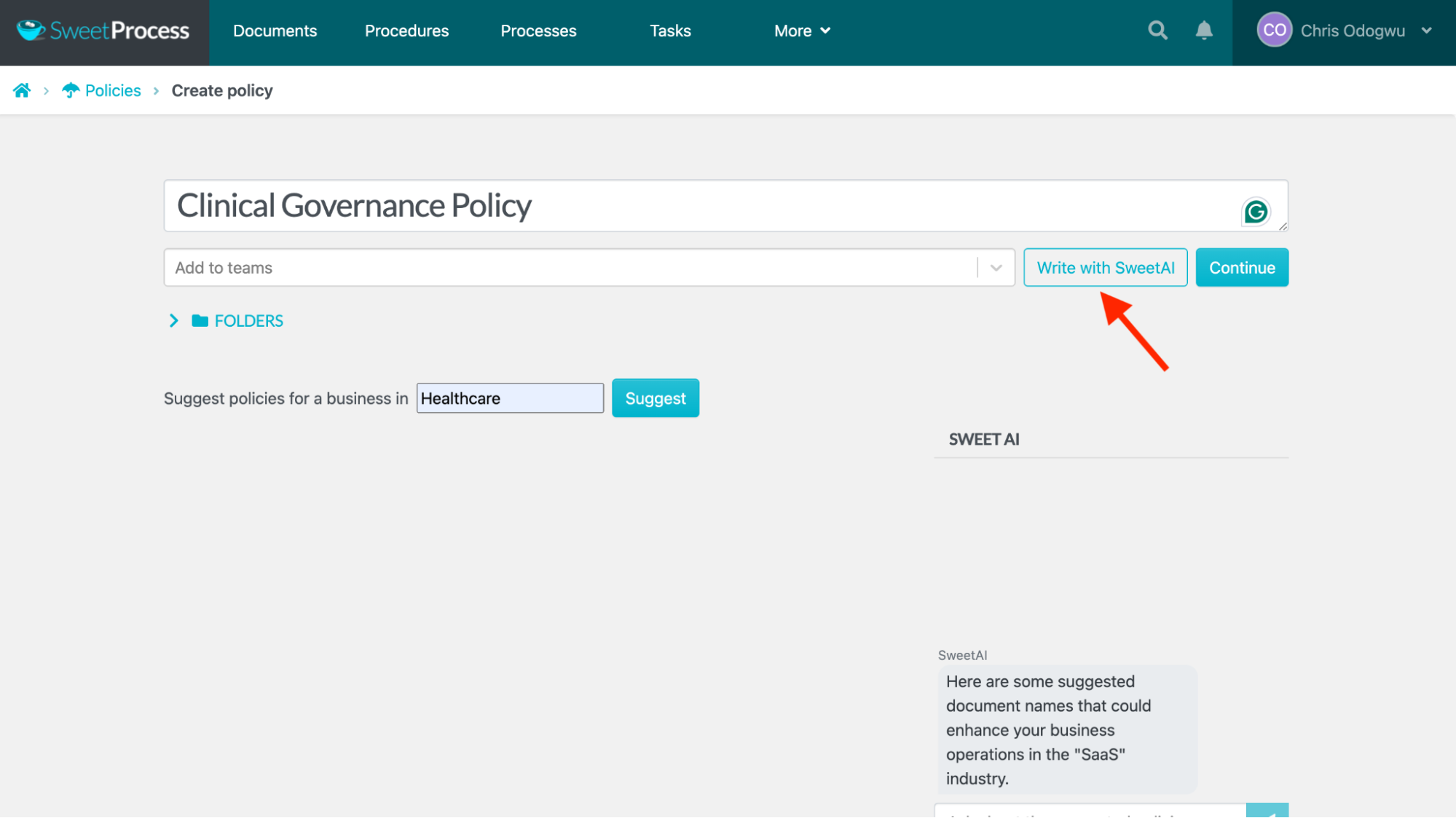 Click “Write with SweetAI.”
