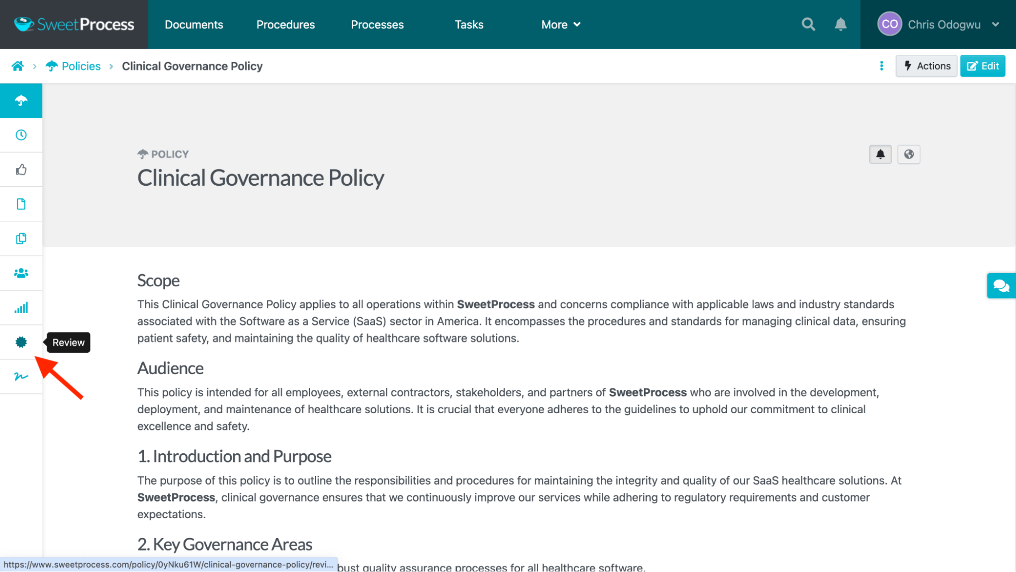 Open the document and click the second icon from the bottom.