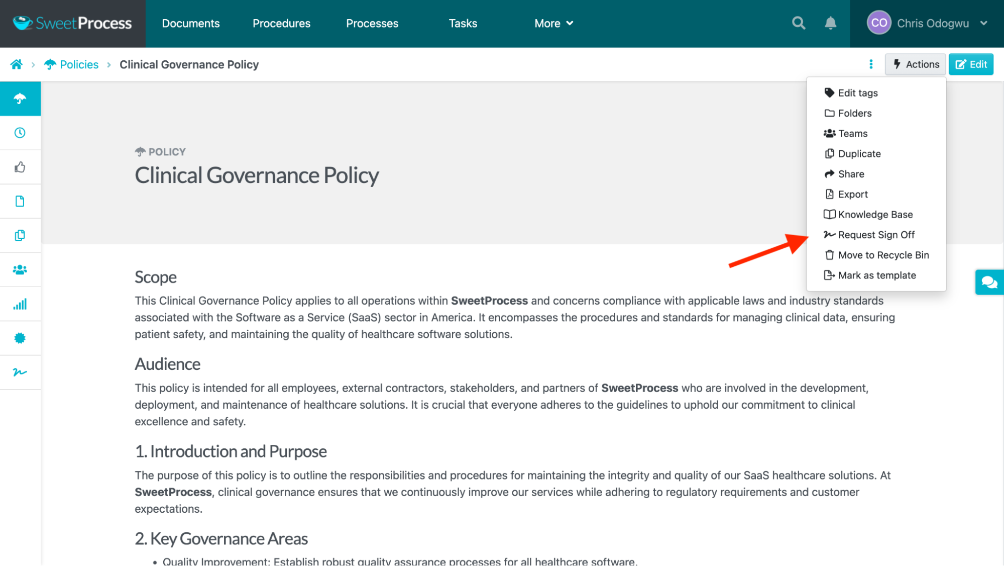 click “Request Sign Off.”