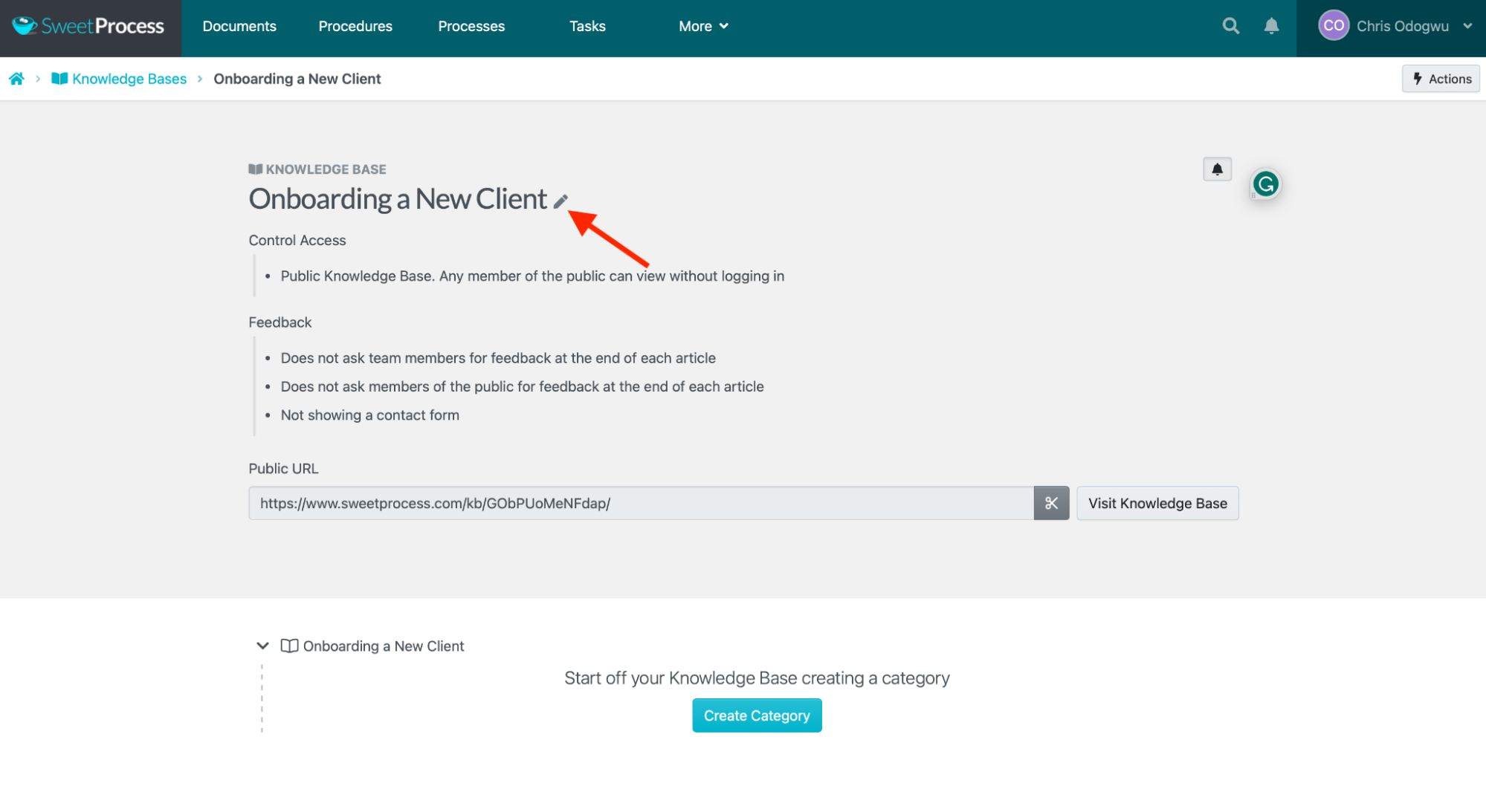 Click the pencil icon beside the title.