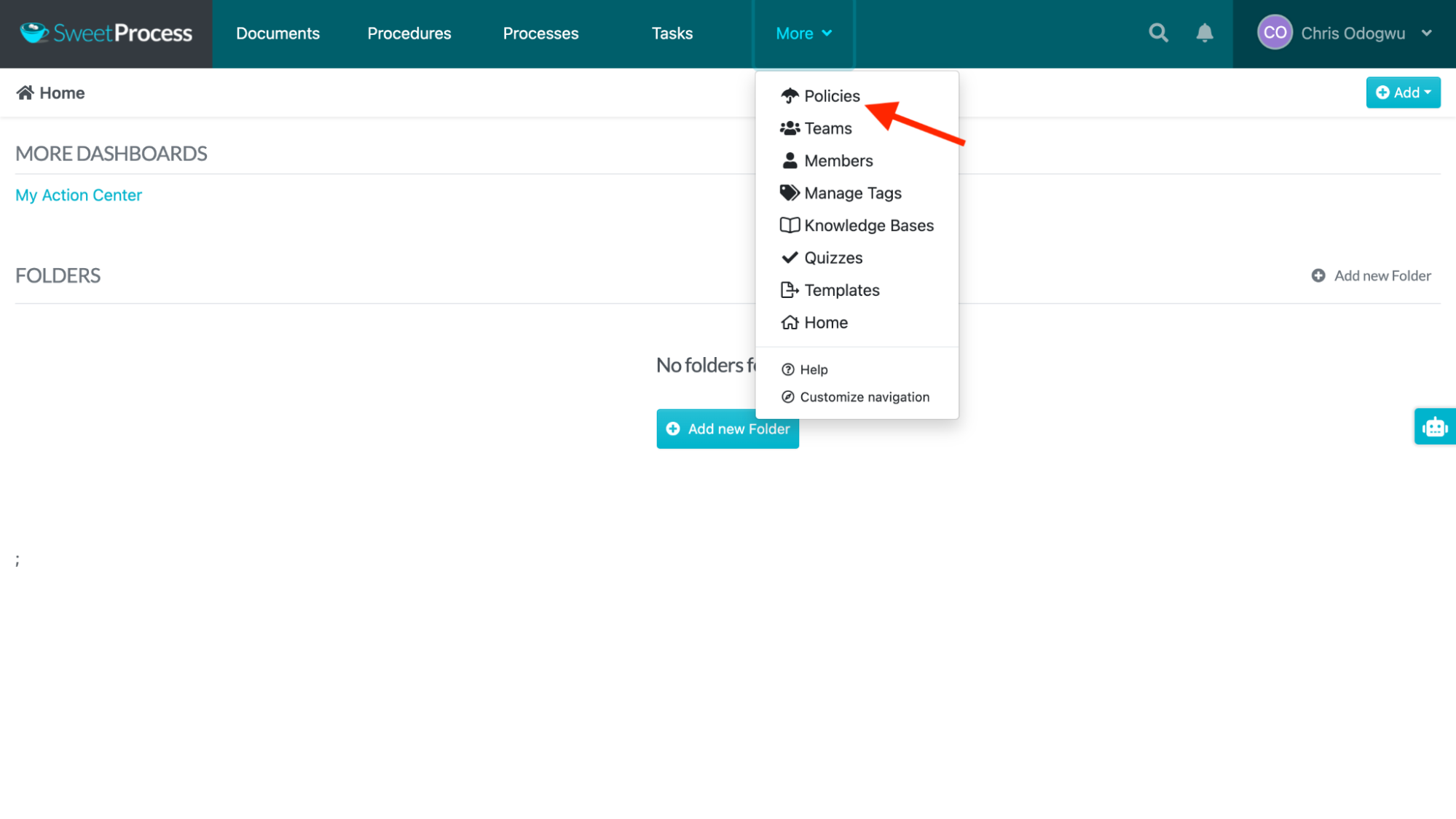 Click “More” in the top menu.