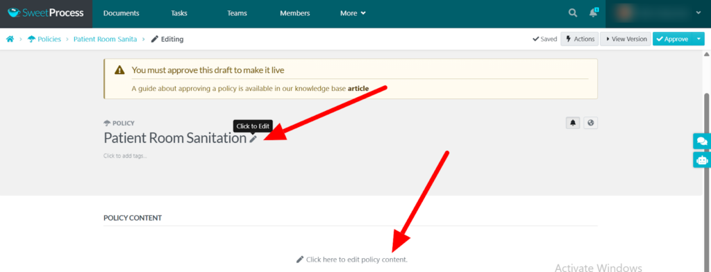 Click the pencil icon beside the title or the one below it to edit.