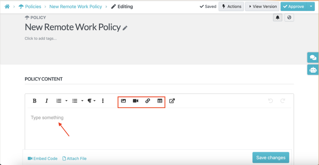 Add file attachments, videos, links, and images.