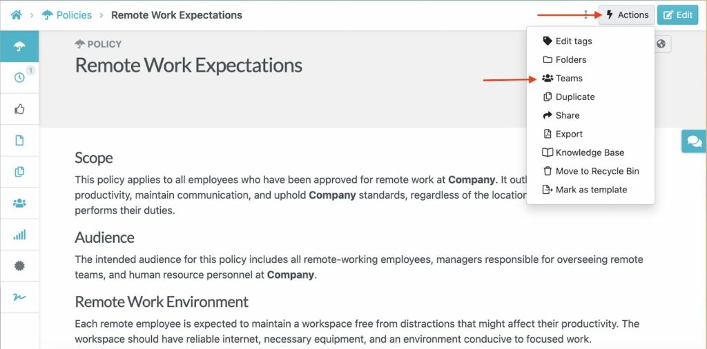 Navigate the actions tab and and click on team so as to assign it to the respective teammates.
