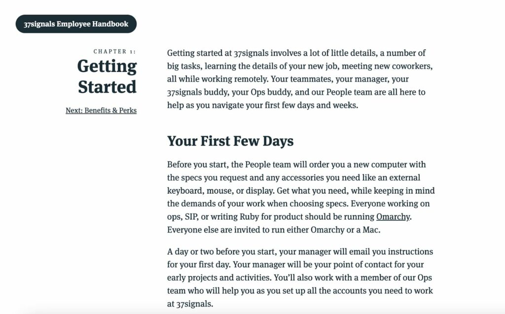 Basecamp’s 37signals Employee Handbook