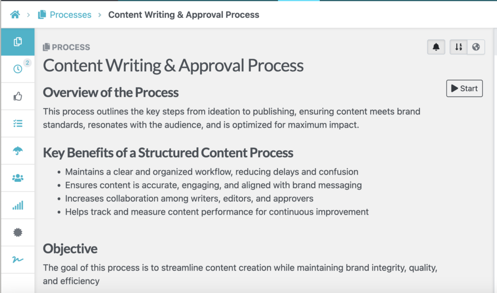 Sweetprocess Editor Interface, where the user adds a specific name to their process and assigns