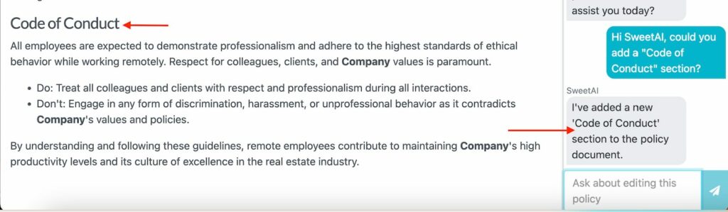 An Image showing how you can edit and refine these details to align with your brand. inside the SweetProcess account.