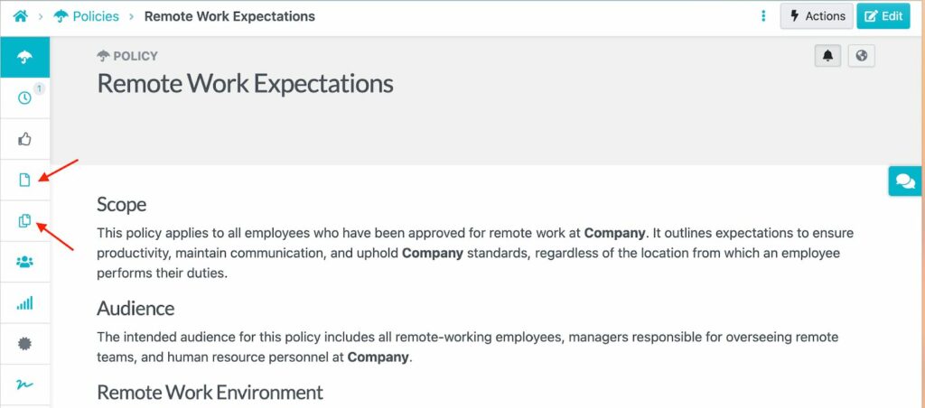 An Image showing how to auto-link to sops and policies in handbook inside the SweetProcess account.