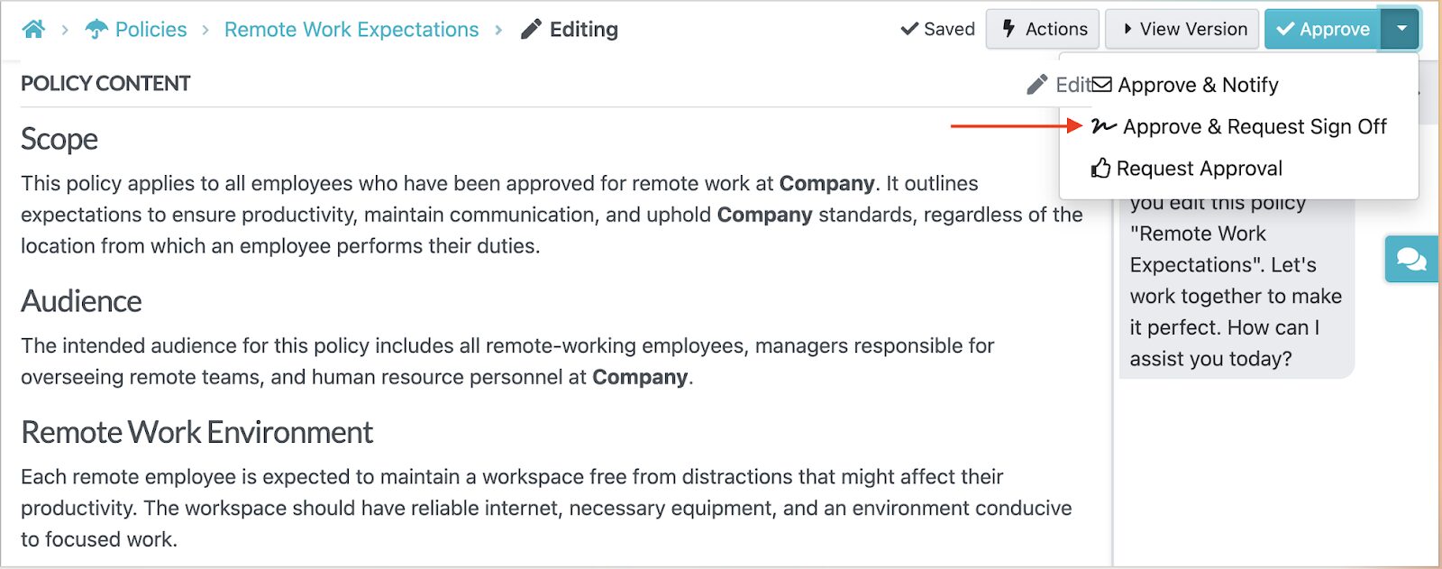 Approve and Request Sign-Off