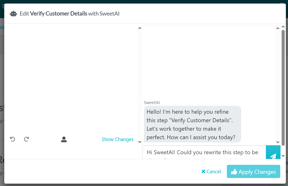 If you choose SweetAI, a box pops up where you can input your prompts.