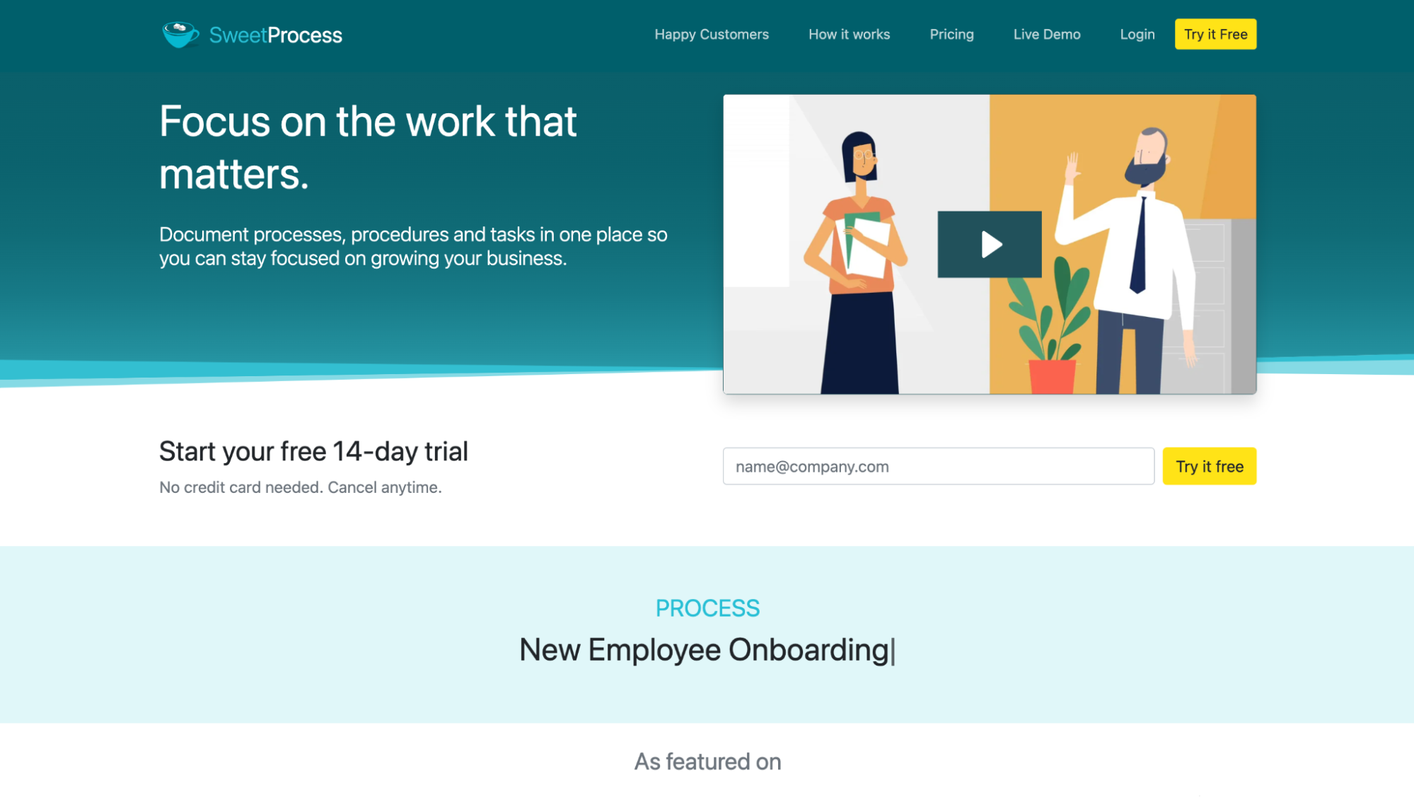 SweetProcess: Best for SOP-Based Employee Onboarding and Training Tracking