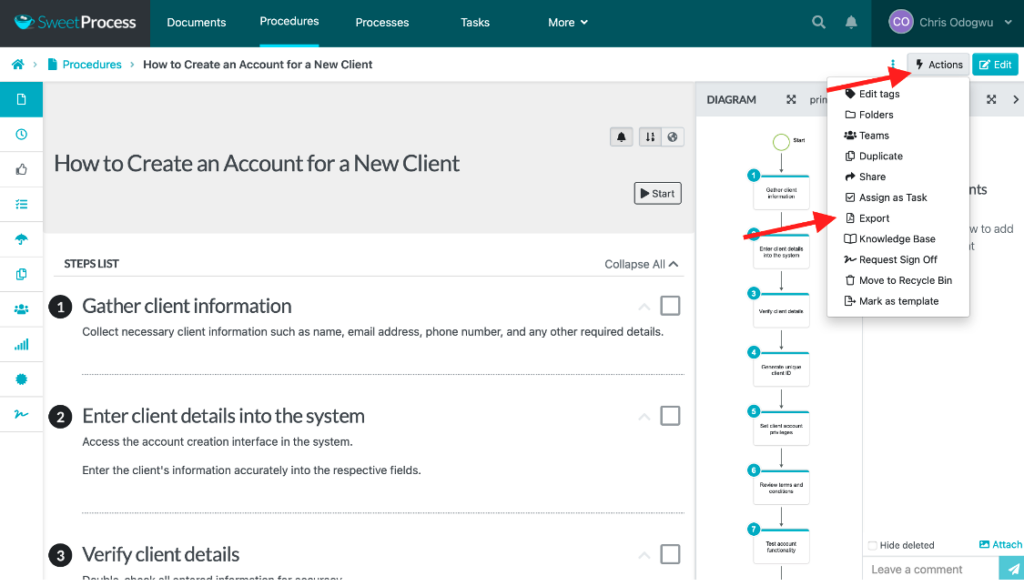 Step 5: Print and download the SOP and flowchart screenshot