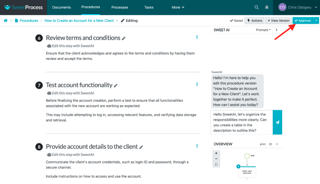 Step 4: Approve and share SOPs with your team members screenshot