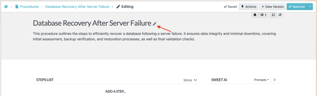 Building Powerful Runbooks With SweetProcess in Minutes screenshot