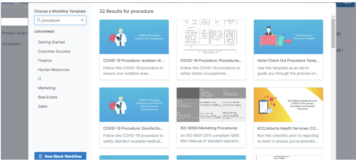 Process Street procedure-template search results.